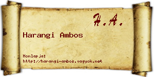 Harangi Ambos névjegykártya